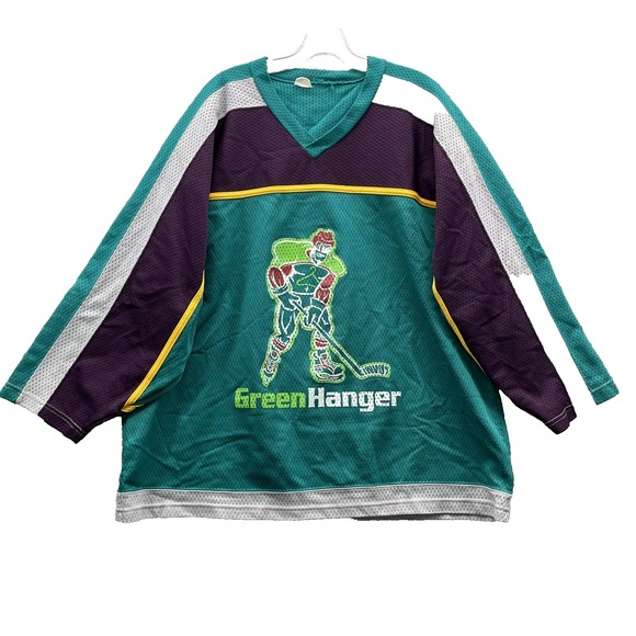 Vintage Kobe Green Hanger Hockey Jersey XL Sportswear Streetwear #9 Canada Retro